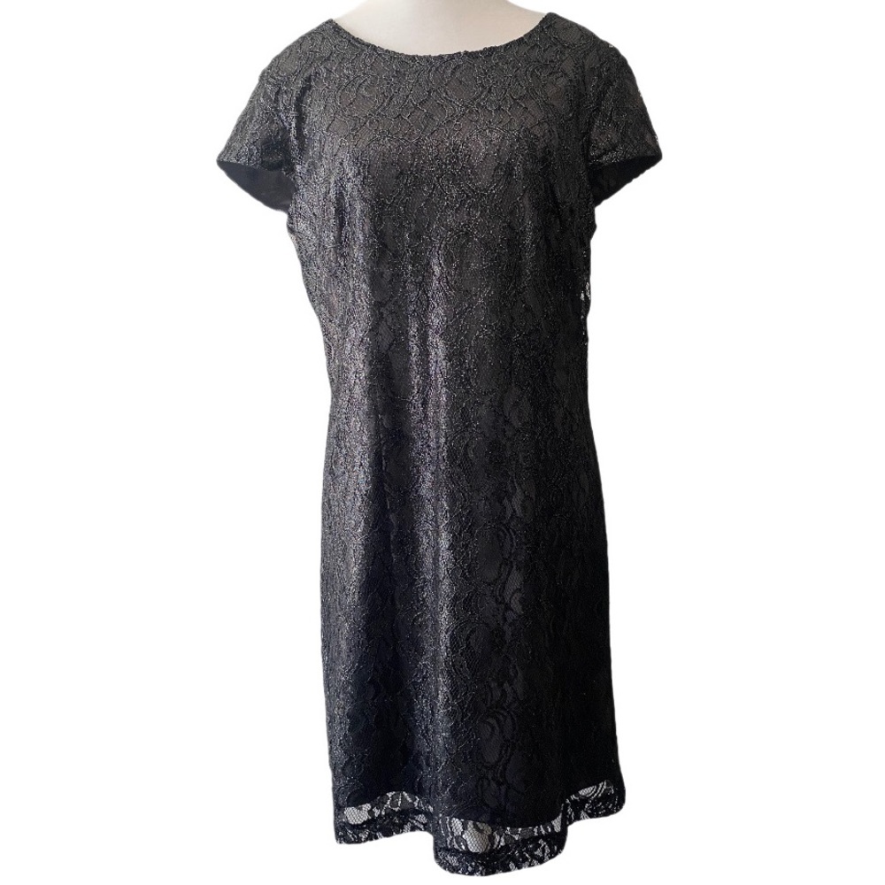 Lux II Women’s Black Lace Overlay Cocktail Dress Size 10 Whimsigoth LBD Evening